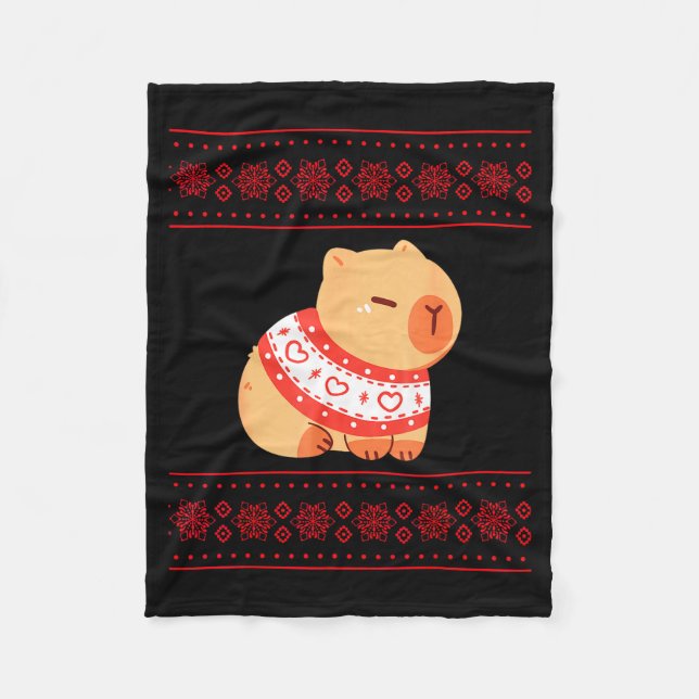 Couverture Polaire Capybara Christmas Sweater  (Devant)
