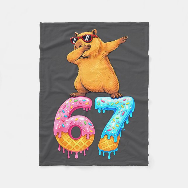 Couverture Polaire Capybara Dabbing 67 Ice Cream Drip 67 Birthday Boy (Devant)