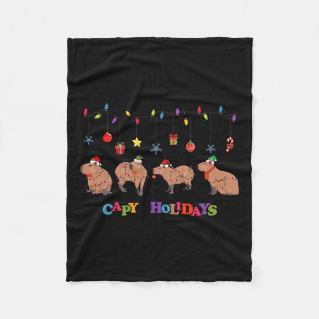 Couverture Polaire Capybara Joyeux Noël Capybaras Lover Casquette amu (Devant)