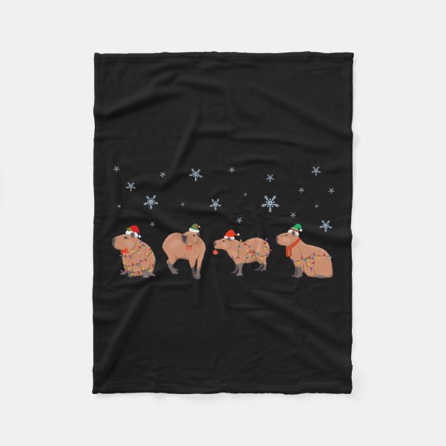 Couverture Polaire Capybara Joyeux Noël Capybaras Lover Casquette amu (Devant)