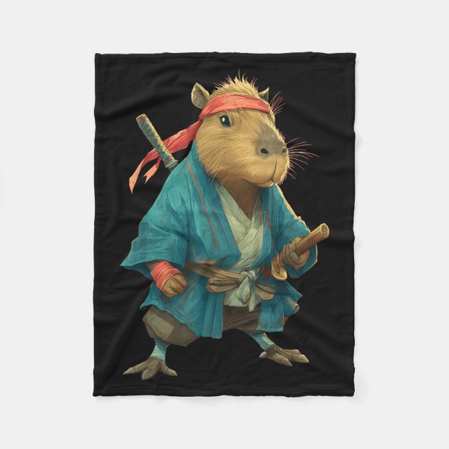 Couverture Polaire Capybara Ninja Samurai Japan Funny Japanese Graphi (Devant)