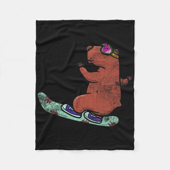 Couverture Polaire Capybara Whisperer Snowboard Snow Winter Sport (Devant)