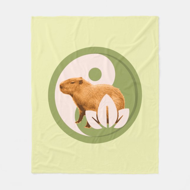 Couverture Polaire Capybara Zen Yin Yang Nature Paisible (Devant)