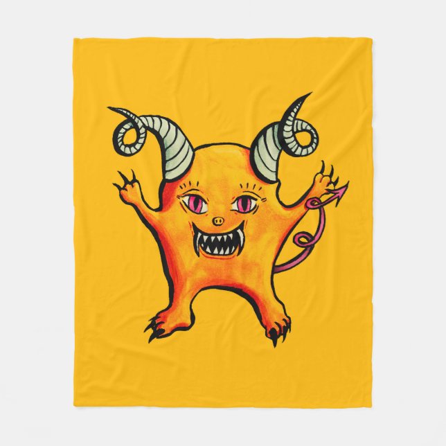 Couverture Polaire Caractère de dessin mignon Demon Enfants Jaune (Devant)