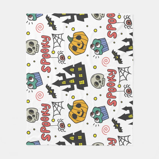 Couverture Polaire Caractères d'Halloween : Motif Whimsical Seamless (Devant)