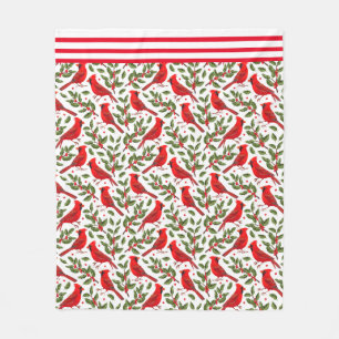 Couverture Polaire Cardinaux de Noël rouges