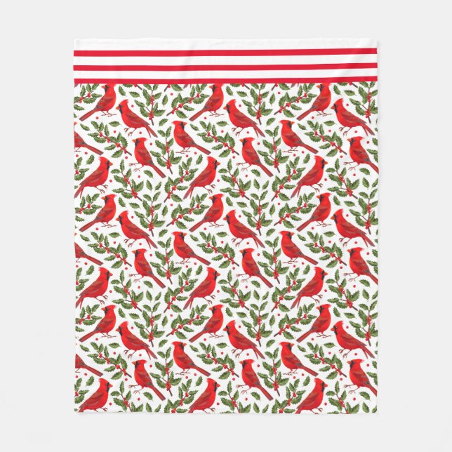Couverture Polaire Cardinaux de Noël rouges  (Devant)