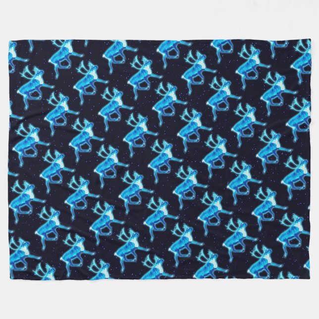 Couverture Polaire Caribou bleu (rennes) (Devant (Horizontal))