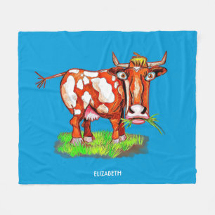 Couverture Polaire Caricature Abstraite psychédélique Vache drôle