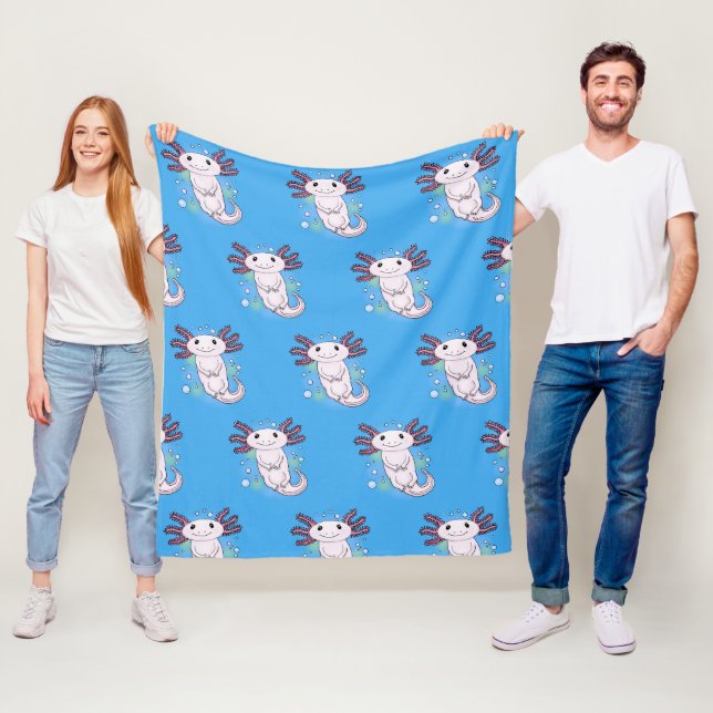 Couverture Polaire Caricature axolotl rose adorable (En situation)