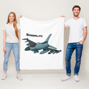 Couverture Polaire Caricature d'avion de chasse militaire