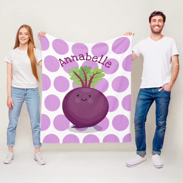 Couverture Polaire Caricature de betterave mignonne et violette (En situation)