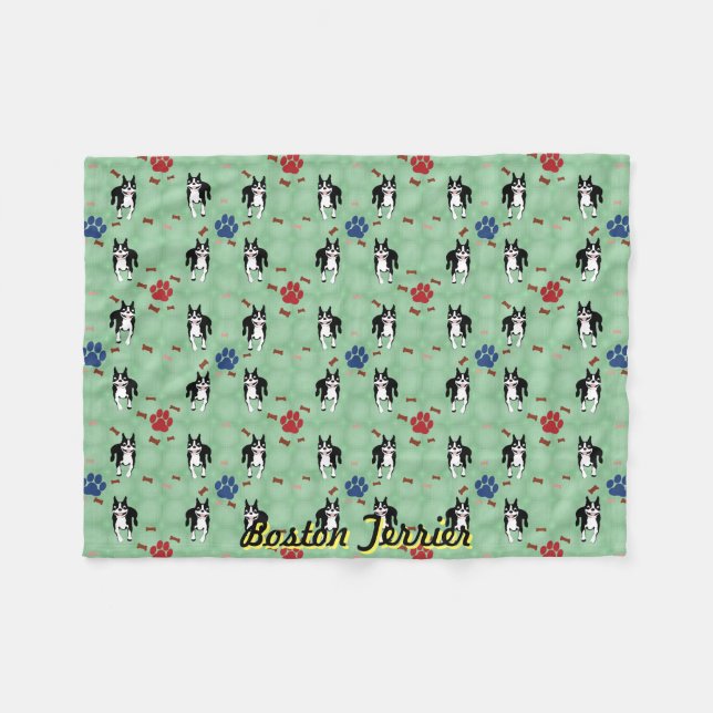 Couverture Polaire Caricature de Boston Terrier (Devant (Horizontal))