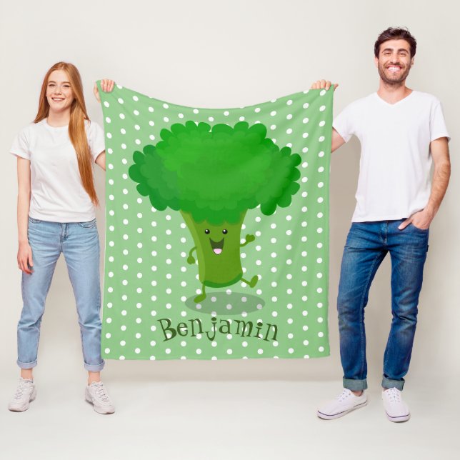 Couverture Polaire Caricature de brocoli dansant Cute kawaii (En situation)