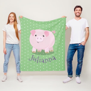 Couverture Polaire Caricature de cochon de ventre rose mou