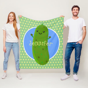 Couverture Polaire Caricature de concombre vert mou