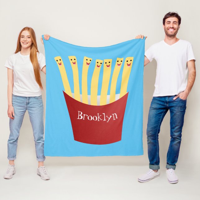 Couverture Polaire Caricature de frites Cute kawaii fast food (En situation)