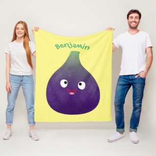 Couverture Polaire Caricature de fruits mauve joyeux aux figues