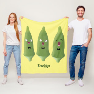 Couverture Polaire Caricature de légumes de l'okra chantante mignonne