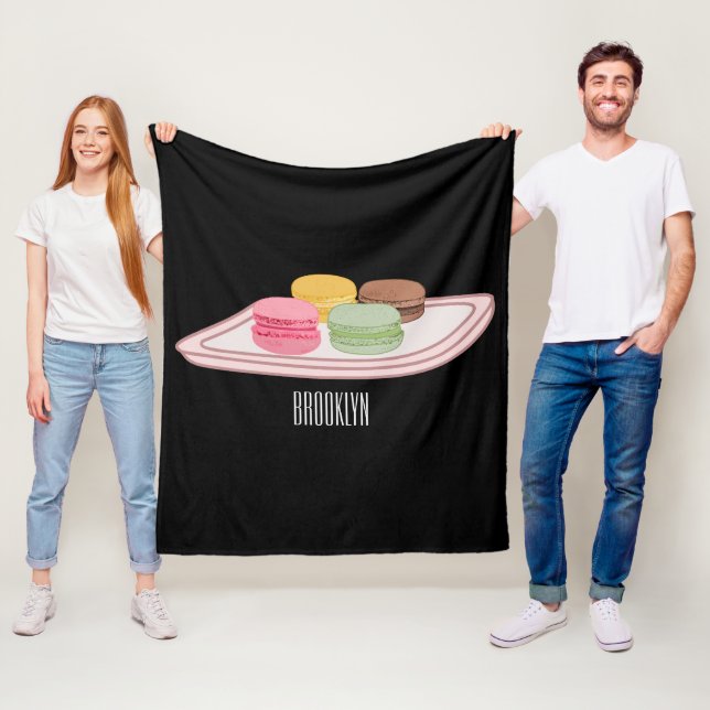 Couverture Polaire Caricature de Macaron (En situation)