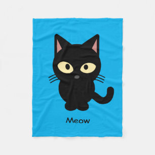 Couverture Polaire Caricature de miow en chat noir mignon