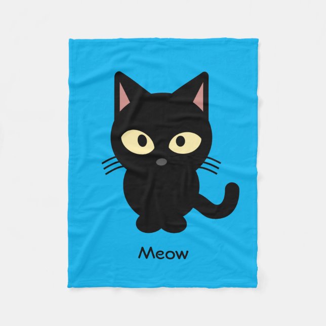 Couverture Polaire Caricature de miow en chat noir mignon (Devant)