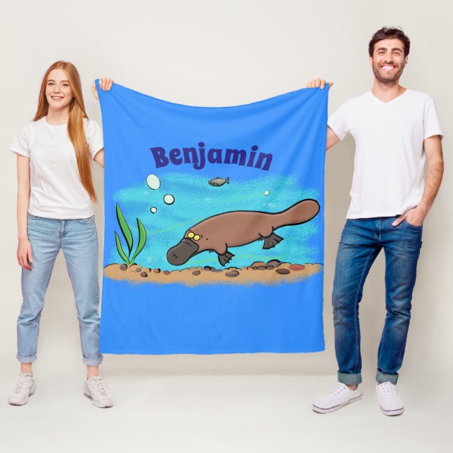 Couverture Polaire Caricature de natation de Cute platypus (En situation)