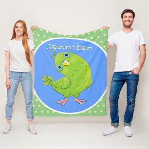 Couverture Polaire Caricature de perruche verte curieuse