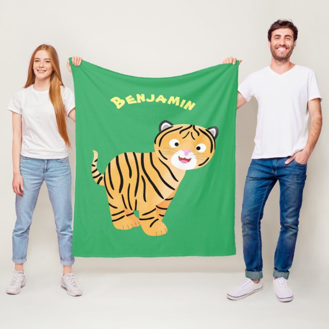 Couverture Polaire Caricature de petit tigre joyeux (En situation)