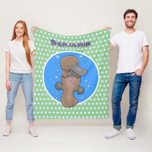 Couverture Polaire Caricature de platypus bébé très heureuse