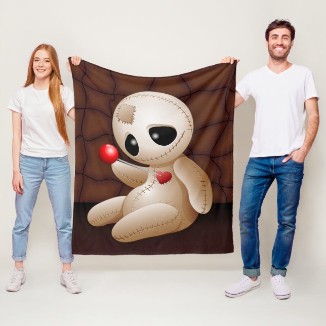 Couverture Polaire Caricature de poupée vaudou en amour (En situation)