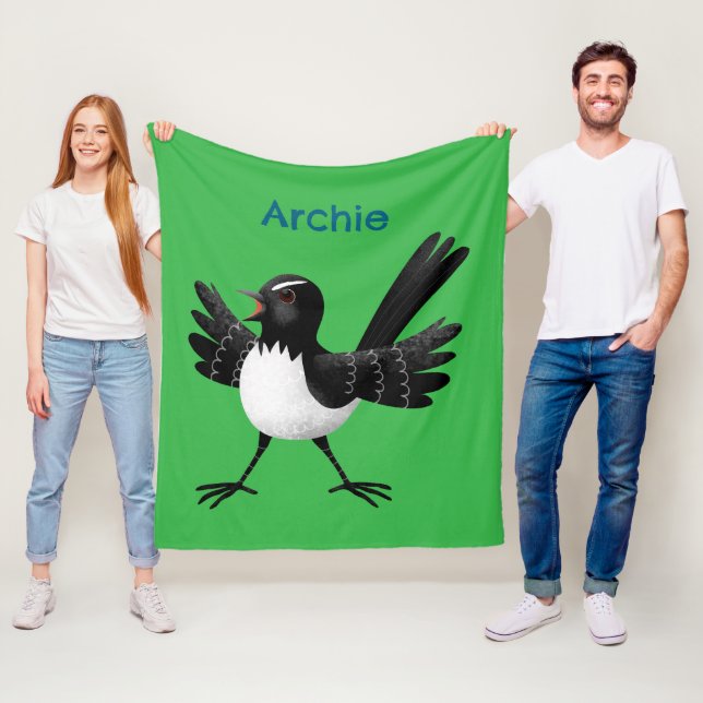 Couverture Polaire Caricature de Willie Wagtail australienne personna (En situation)