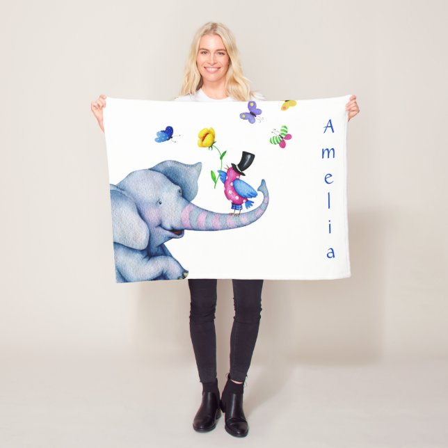 Couverture Polaire Caricature D'Oiseau Et D'Éléphant (En situation)