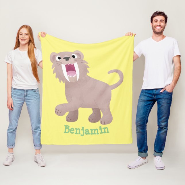 Couverture Polaire Caricature du tigre mignon Saber Toothed Smilodon (En situation)