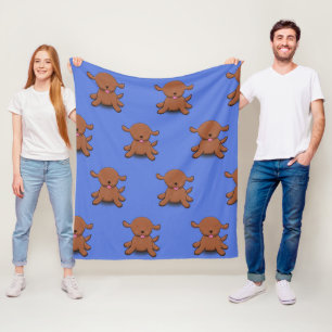 Couverture Polaire Caricature en bleu pour chien de chiot joyeux