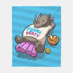 Couverture Polaire Caricature gonflable du Rhino fêtes de pyjama