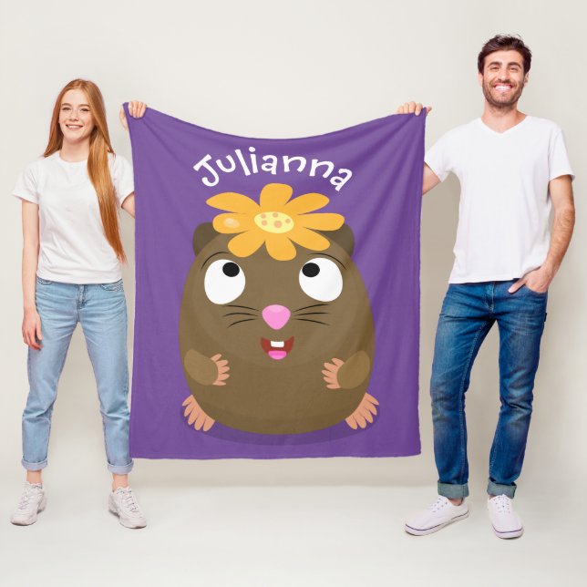 Couverture Polaire Caricature joyeuse de cobaye mignonne (En situation)