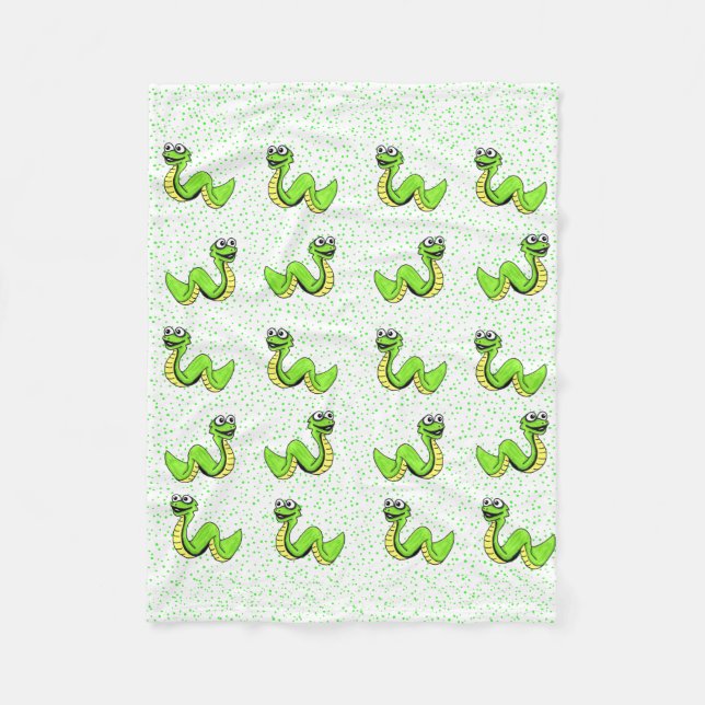 Couverture Polaire Caricature mignonne et souriante Serpent jaune ver (Devant)