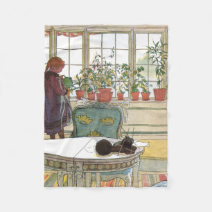 Couverture Polaire Carl Larsson - Fleurs sur le rebord de fenêtre