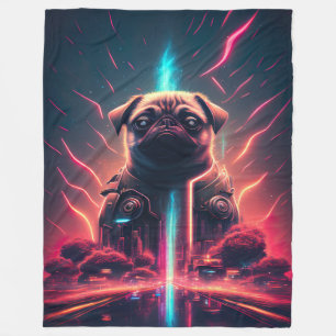 Couverture Polaire Carlin adorable en costume robotique futuriste