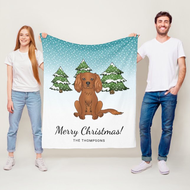 Couverture Polaire Carlin Cavalier King Charles Spaniel Ruby en Hiver (En situation)