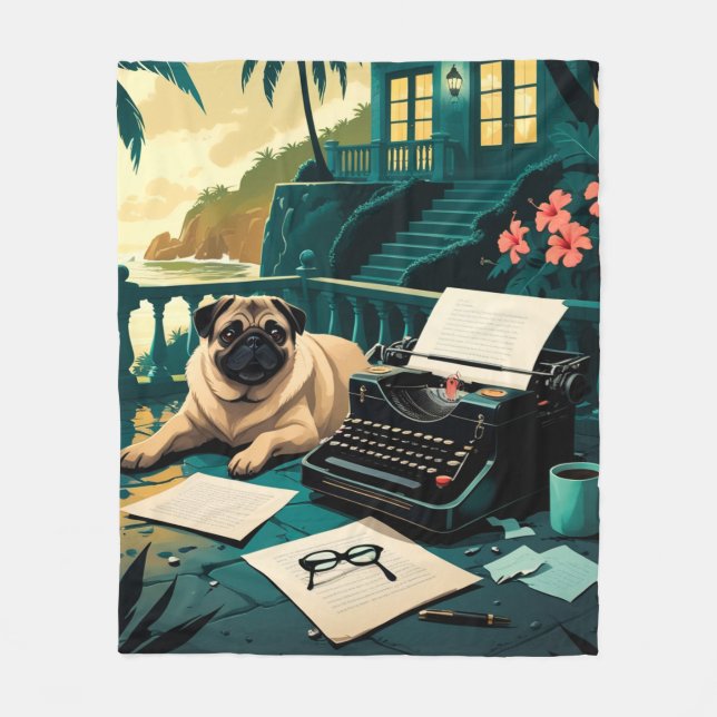 Couverture Polaire Carlin chien gentleman vintage (Devant)