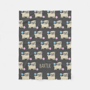 Couverture Polaire Carlin mignon et boules Motif Chien personnalisé