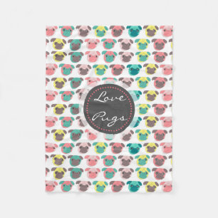 Couverture Polaire Carlins colorés adorables "Carlins d'amour" illust