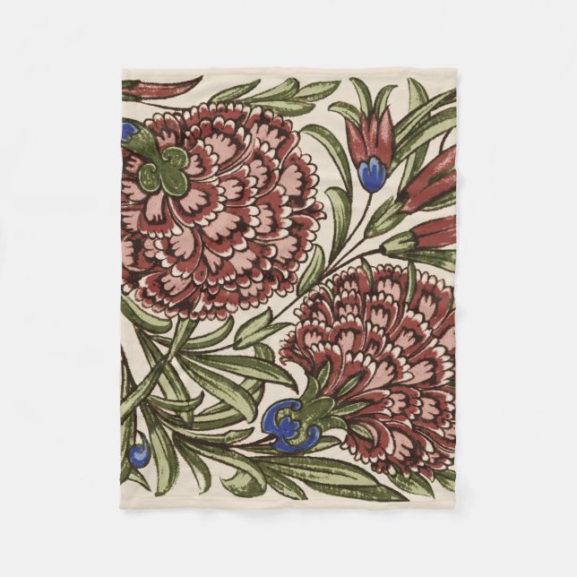 Couverture Polaire Carnation Carrelage Fleur Antique Art Rustique (Devant)