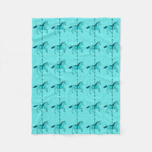 Couverture Polaire Carousel Horse - Turquoise et Aqua