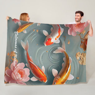 Couverture Polaire "Carpeaux de koï nageant librement"