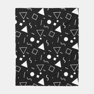 Couverture Polaire Carré du triangle noir blanc Cercle Memphis Motif