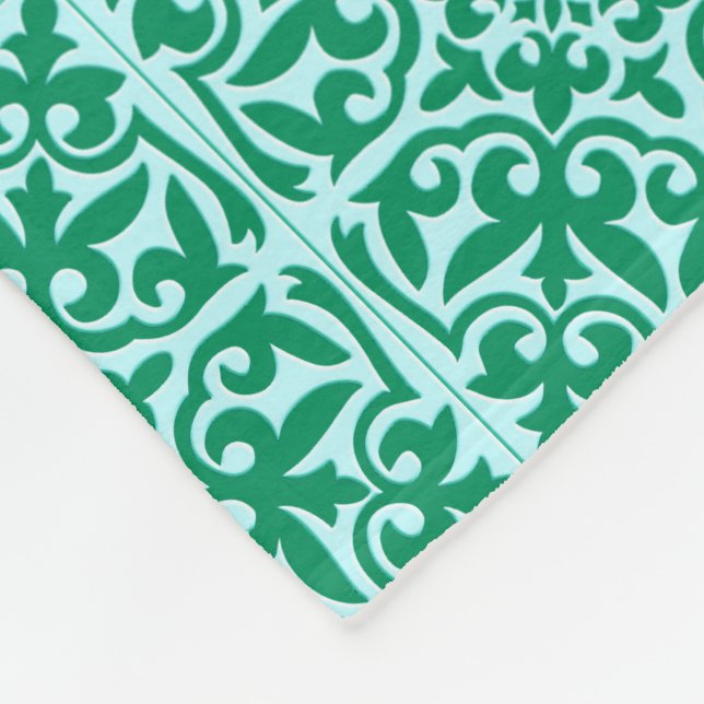 Couverture Polaire Carreau marocain - turquoise et aqua (Coin)