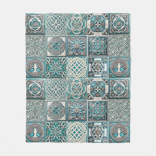 Couverture Polaire Carreaux celtes irlandais (Devant)